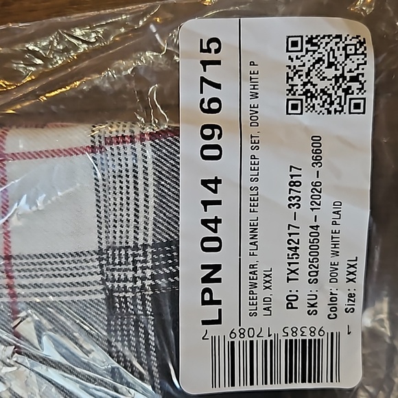 Savage X Fenty Men's Flannel Feels Sleep 2-Piece Set - Dove White Plaid SZ XXXL - Picture 7 of 11